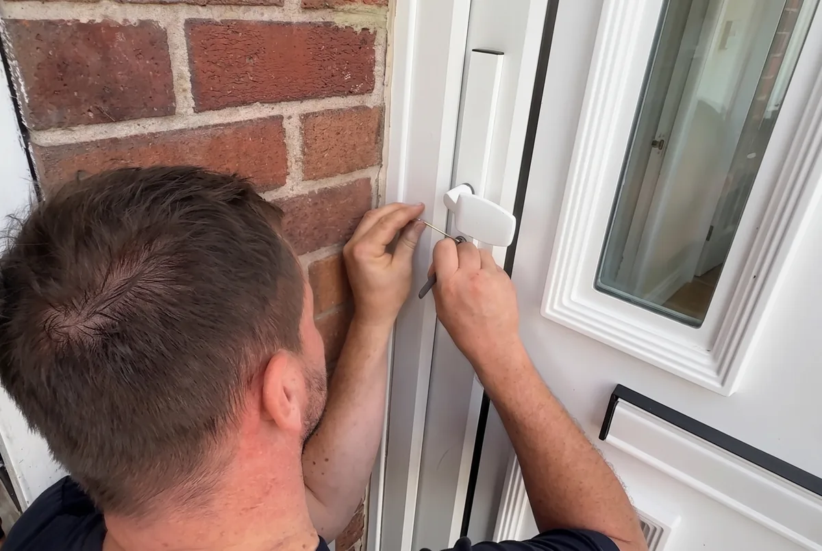 Brett working on a front door lock